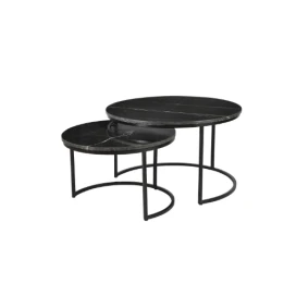 Salontafel Nova | Set van 2 | Rond | Zwart marmer