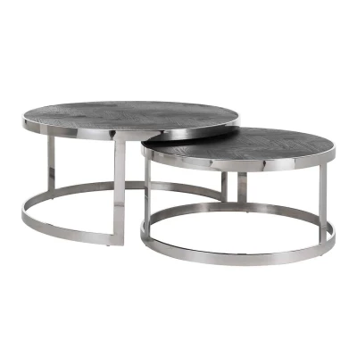 Salontafel Blackbone silver set van 2  (Black rustic)